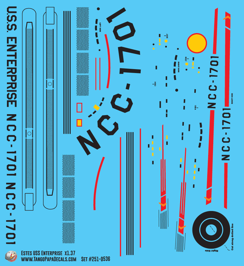 Estes USS Enterprise 1.37x Decal Set