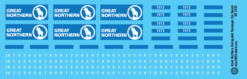 Great Northern Corrugated Passenger Car Decals