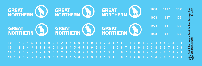 Great Northern Smooth Side Passenger Car Decals