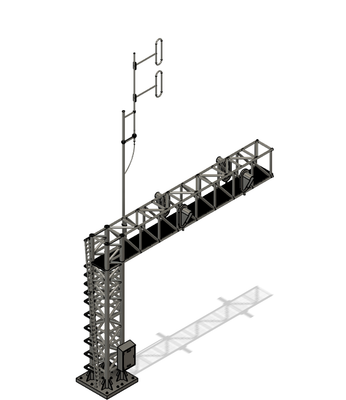 N Scale - Signal Tower with PTC Antenna 2 Track 33mm Vertical Signals