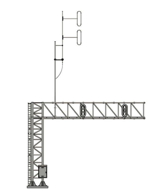 N Scale - Signal Tower with PTC Antenna 2 Track 33mm Vertical Signals