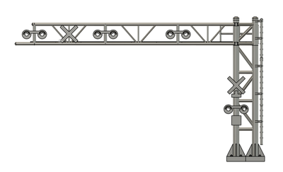 N Scale - Crossing Signal 3 Lane Double Mast Cantilever