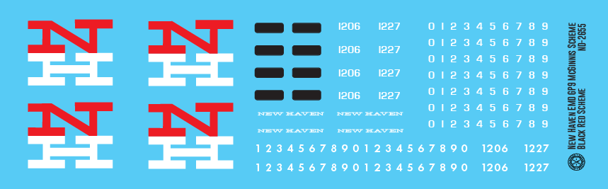 N Scale - New Haven McGinnis Scheme EMD GP9 Decals