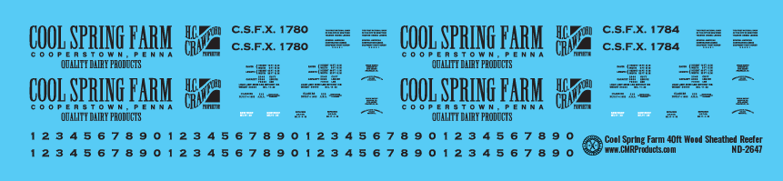 N Scale - Cool Spring Farm 40ft Wood Reefer Decals