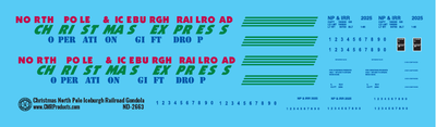 N Scale - Christmas North Pole and Iceburgh Railroad Mill Gondola Decals