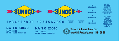 Sunoco 2 Dome Tank Car Decals