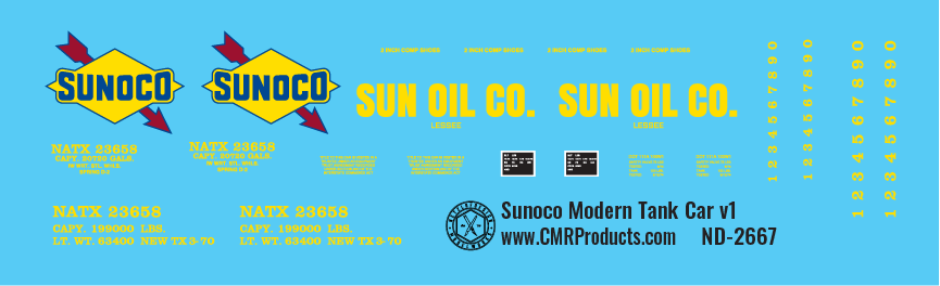 N Scale - Sunoco Modern Tank Car v1 Decals