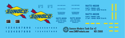 HO Scale - Sunoco Modern Tank Car v2 Decals