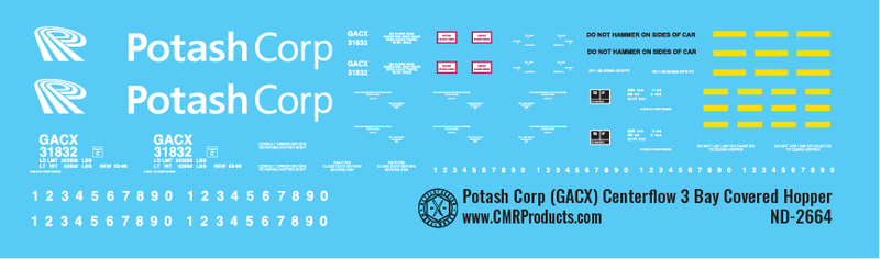 Potash Corp (GACX) 3 Bay Centerflow Hopper Decals