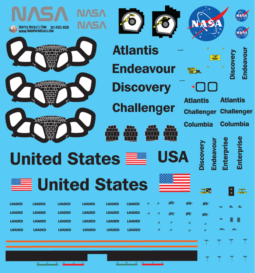 Space Shuttle Decals 1:72 Scale