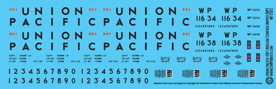 N Scale - Union Pacific 40ft Airslide WP Covered Hopper Decals