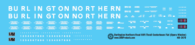 N Scale - Burlington Northern 60ft Thrall Opera Window Centerbeam Decals