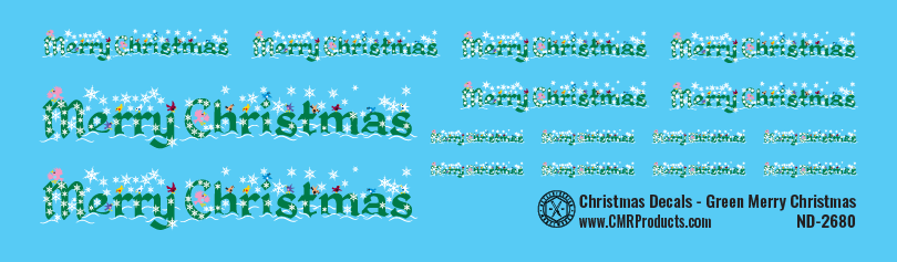 HO Scale - Christmas - Merry Christmas Green Decals