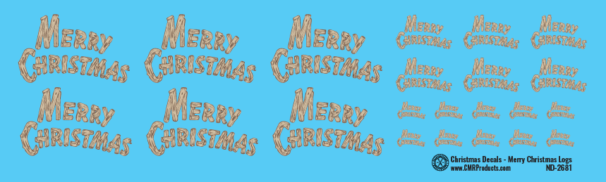 HO Scale - Christmas - Merry Christmas Logs Decals