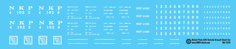 Nickel Plate 50ft Outside Braced Stock Car Decals