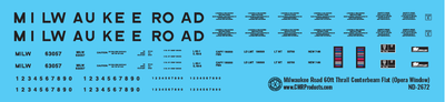 N Scale - Milwaukee Road 60ft Thrall Opera Window Centerbeam Decals