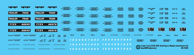 N Scale - Trailer Train TTZX 60ft Thrall Opera Window Centerbeam Decals
