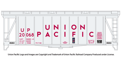 Union Pacific Red Lettering 40ft Airslide Covered Hopper Decals