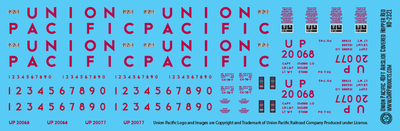 N Scale - Union Pacific Red Lettering 40ft Airslide Covered Hopper Decals