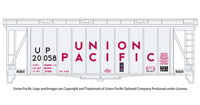 Union Pacific Red Black Lettering 40ft Airslide Covered Hopper Decals