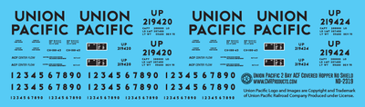 N Scale - Union Pacific no Shield 2 Bay ACF Covered Hopper Decals
