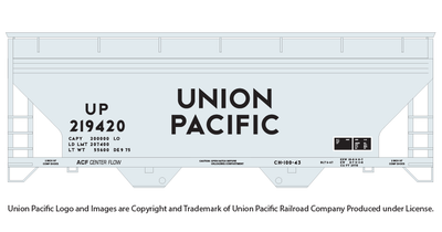 Union Pacific no Shield 2 Bay ACF Covered Hopper Decals