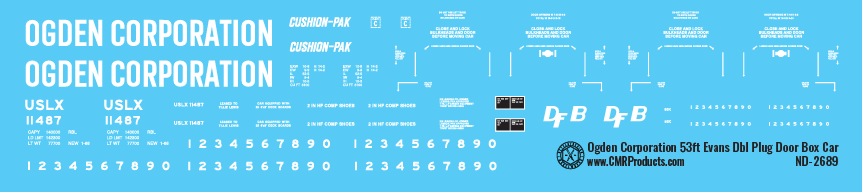 N Scale - Ogden Corporation 53ft Evans Double Plug Door Box Car Decals