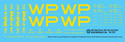 N Scale - Western Pacific Western Way Script 40ft Box Car Decals