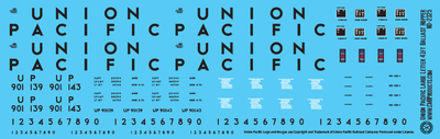 HO Scale - Union Pacific Large Letter 41ft Ballast Hopper Decals
