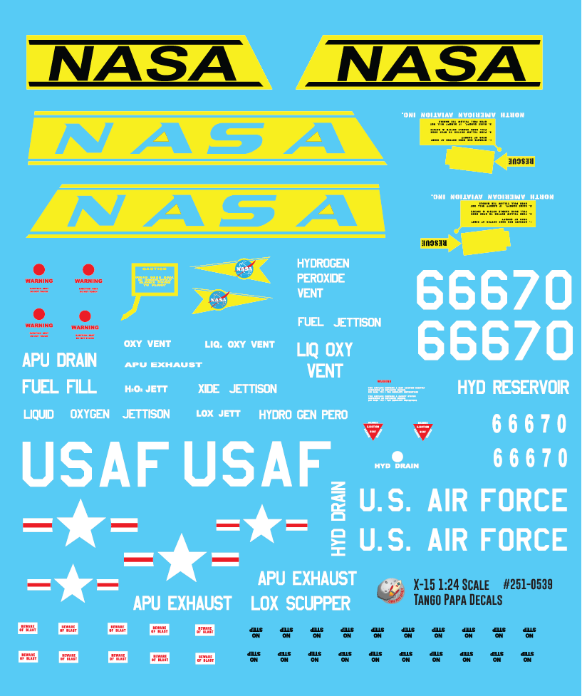 X-15 Rocket Plane Decals 1:24 Scale