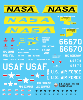 X-15 Rocket Plane Decals 1:24 Scale