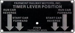 Timer Control Placard  (F-7979)