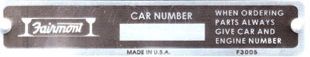 Car Serial Number Placard