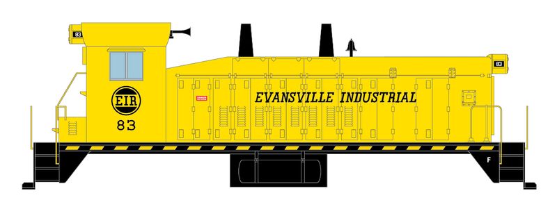 Evansville Industrial Railroad Locomotive Black Decals