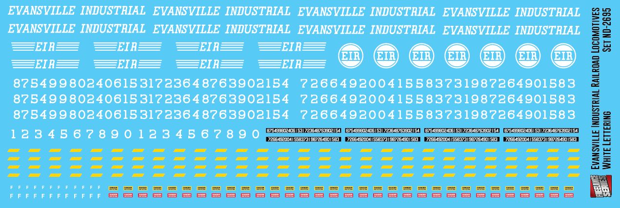 N Scale - Evansville Industrial Railroad Locomotive White Decals
