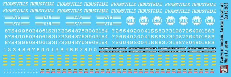 Evansville Industrial Railroad Locomotive White Decals