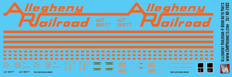 Allegheny Railroad 4-Door Auto Parts Box Car Decals