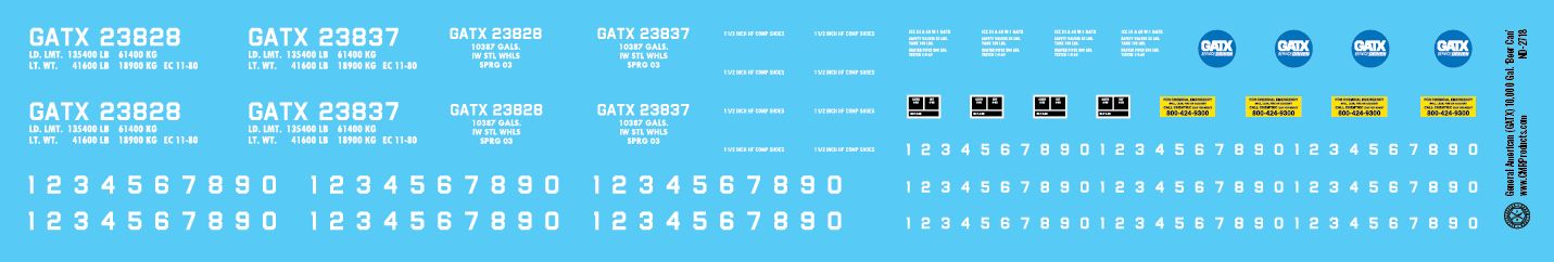 N Scale - General American (GATX) 10,000 Gal Beer Can Tank Car Decals