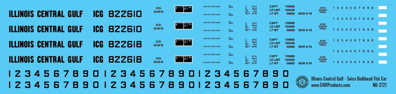 N Scale - Illinois Central Gulf Seico Bulkhead Flatcar Decals