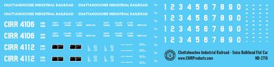 HO Scale - Chattahoochee Industrial Railroad Seico Bulkhead Flatcar Decals