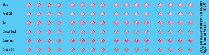 DOT Hazard Placards -With UN Numbers - Petroleum Products Decals