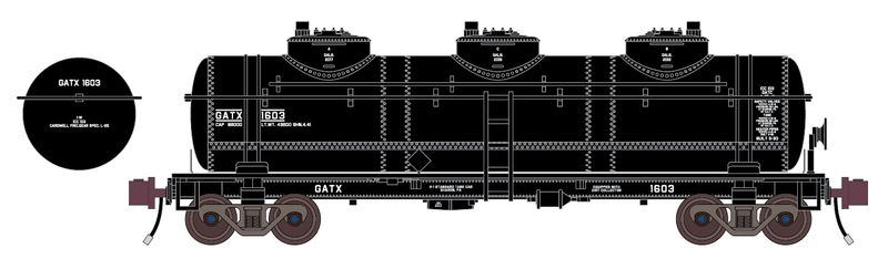 General American (GATX) Black 3 Dome Tank Car Decals