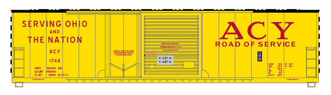 Akron Canton &amp; Youngstown 50ft Box Car Decals - Yellow &amp; Red
