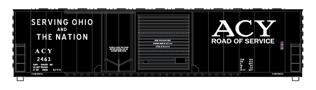 Akron Canton &amp; Youngstown 50ft Box Car Decals - Black &amp; White
