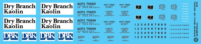 Dry Branch Kaolin - White Car v2 - ACFX - Kaolin Tank Car Decals