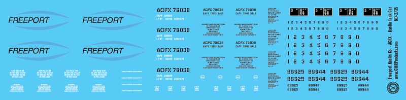 Freeport Kaolin Co. - ACFX - Kaolin Tank Car Decals