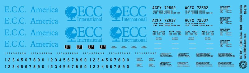 ECC International - 16,000 Gallon - ACFX - Kaolin Tank Car Decals