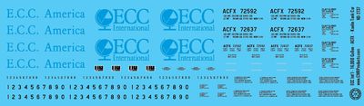 N Scale - ECC International - 16,000 Gallon - ACFX - Kaolin Tank Car Decals