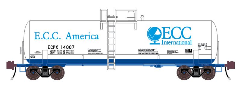 ECC International - 14,000 Gallon v2 - ECPX - Kaolin Tank Car Decals