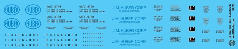 J.M. Huber Corp - GATX - Kaolin Tank Car Decals